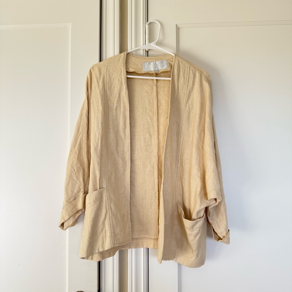 Vintage Yellow Linen Open Cardigan